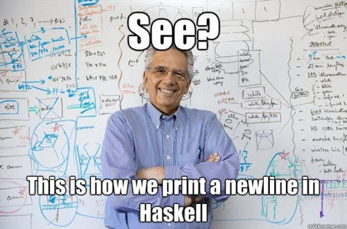 that is how we print a new line in haskell