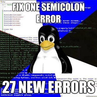 fix one semicolon error 27 new errors